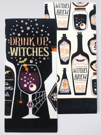 Halloween Kitchen Towels Set - Ghost Drinks Theme