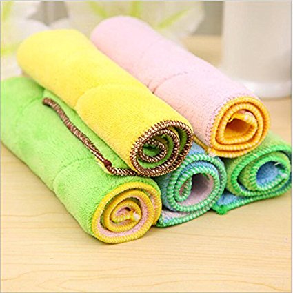 Dish Cloth Towel, Bamboo Fiber Dish Towel Kitchen Clean Towels Dishcloth Household Wash Rag, 10.2 x 6.2