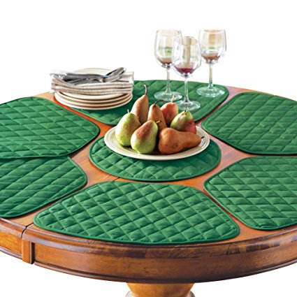 Kitchen Table Placemat And Centerpiece Set - 7 Pc, Holiday Green, Machine Washable