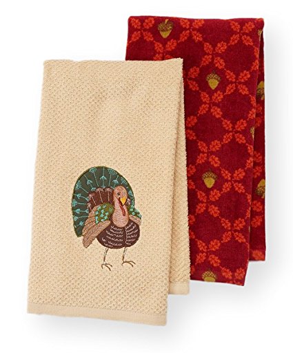 Harvest Season 2 Pack Autumn Thanksgiving Kitchen Dish Towel Set (Turkey)