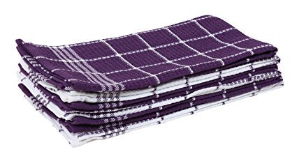 Cotton Waffle Checkered Terry Dish Towels, 18x25