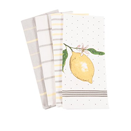 Pantry Lemon Kitchen Dish Towel Set of 4, 100-Percent Cotton, 18 x 28-inch