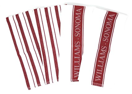 Williams-Sonoma Classic Striped Towels Set & Logo Towels Set - 4 Pack (Burgundy)