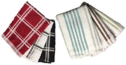 Set Of 6, Basketweave Dish cloths Ringspun Cotton Ribbed Dish Cloth Ultra Absorbent Size : 12