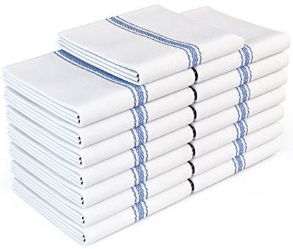 Royal 14 x 25-Inch Classic Kitchen Cotton Towels, White with Blue Stripe (15 Pack)