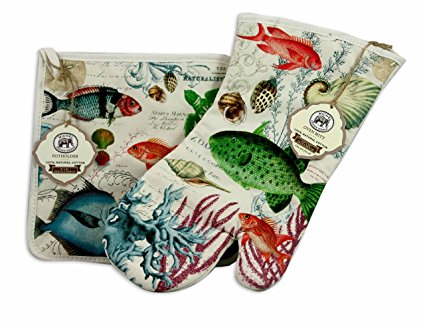 Michel Design Works Sea Life Oven Mitt and Potholder Bundle