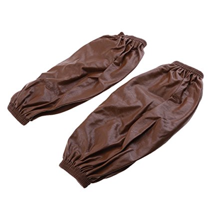 Homyl 1 Pair Sleeves Leather Waterproof Cooking Oversleeves Unisex Cuffs Oilproof Forearm Arm Sleeves - 6 Color Select - Brown, 35x16x1cm