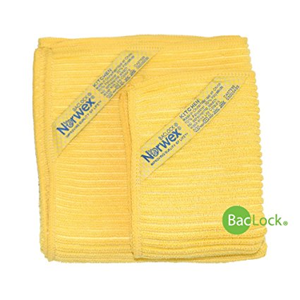 Norwex Antibacterial, Antimicrobial, Microfiber Kitchen Cloth & Kitchen Towel Set with BacLock in Sunflower