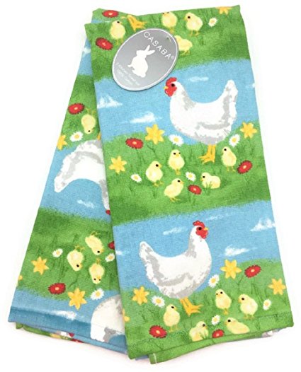 Casaba Spring Chicks and Hen Kitchen Towel Set