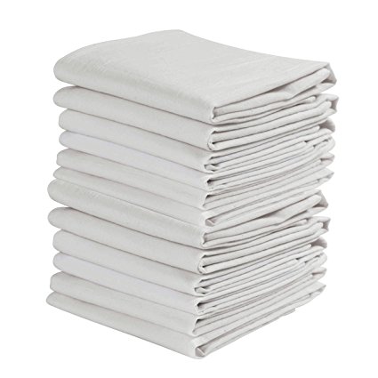 KAF Home Set of 12 Flour Sack White Kitchen Towels, 100-Percent Cotton, Absorbent, Extra Soft (20 x 30-Inches)