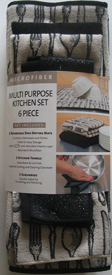 Microfiber Multi Purpose Kitchen Set 6 Piece (Black & Beige)