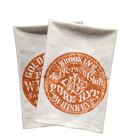 Re:view Hey Bartender! Pair of 2 Whiskey Vintage Graphic Flour Sack Towels (Made in USA)