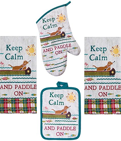 Kay Dee Keep Calm and Paddle Set - 2 Towels, Oven Mitt, Potholder