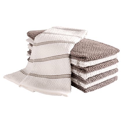 KAF Home Pantry Piedmont Kitchen Towels (Set of 8, 16x26 inches), 100% Cotton, Ultra Absorbent Terry Towels - Dark Grey