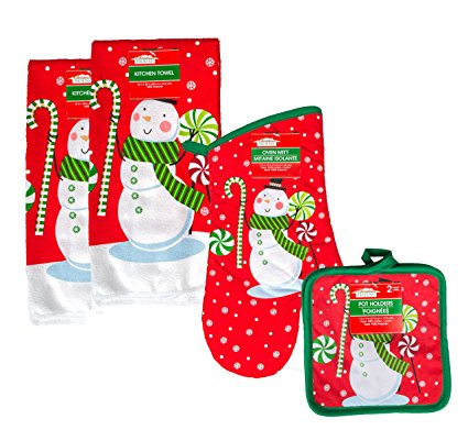 Christmas House Festive Kitchen Linen 5 Piece Sets (Snowman)