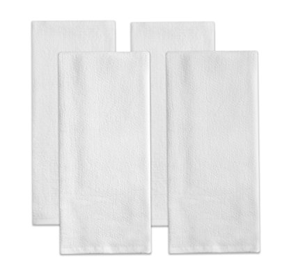 Sticky Toffee Cotton Terry Kitchen Dish Towel, 4 Pack, White, 28 in x 14 in