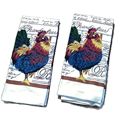 Rooster Jumbo Size Kitchen Towel Linen Bundle Package (set of 2 towels)