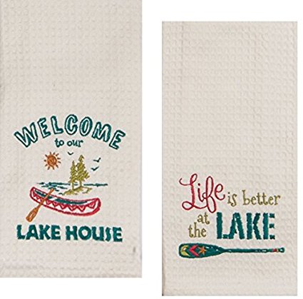 Kay Dee Designs Lake House Embroidered Towels Set - One Each Welcome to Our Lake House & Life Is Better at the Lake