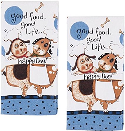 Happy Dog Kitchen Terrycloth Towel, Set of 2