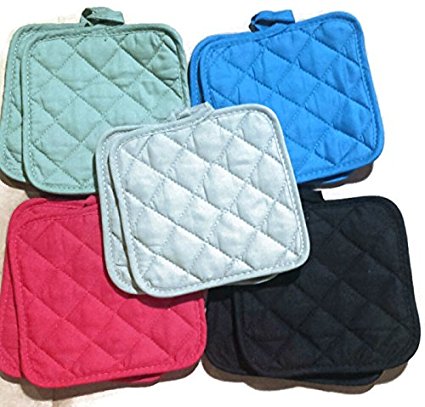 The Home Store Cotton Pot Holders, 5 (FIVE) Sets of 2-ct. Color Variety Pack