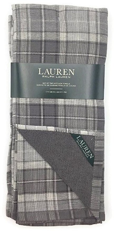 Lauren by Ralph Lauren Grey Plaid Kitchen Towels - Set of Two