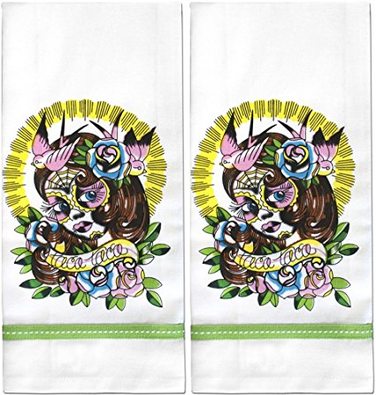 Sourpuss Brand - Lil Lula Day of the Dead Tea Kitchen Towels - Set of 2