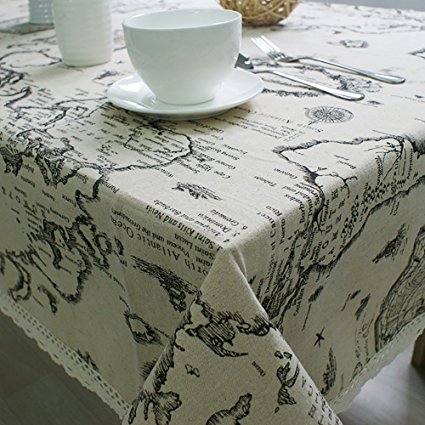 CJ Fashion Map Printed Lace Table Cloth Square Christmas D¨¦cor Table Cover Cheap