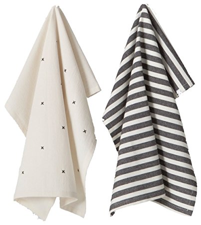 Hearth & Hand with Magnolia Black/Cream Kitchen Towels Dish Towels Stripe Farmhouse 2 PC Set Choose Your Own (Black/Cream Set of 2)