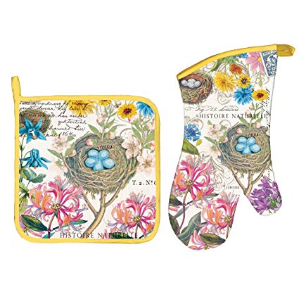 Michel Design Works Bundle - 2 Items: Honeysuckle Oven Mitt & Honeysuckle Pot Holder