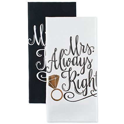 DII Cotton Mrs. Dish Towels (Set of 2) Perfect Wedding, Housewarming Gift, 18 x 28