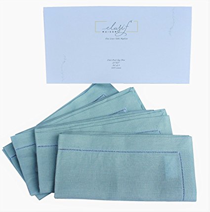 Elusif Maison Color Duck Egg Blue, 100% Pure Linen Table Napkins, 20