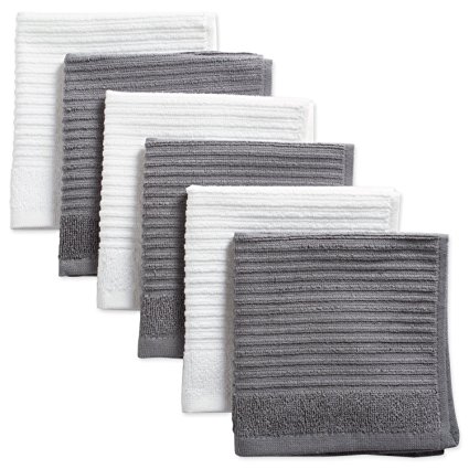 DII Cotton Luxury Ribbed Terry Dish Cloths, 12 x 12