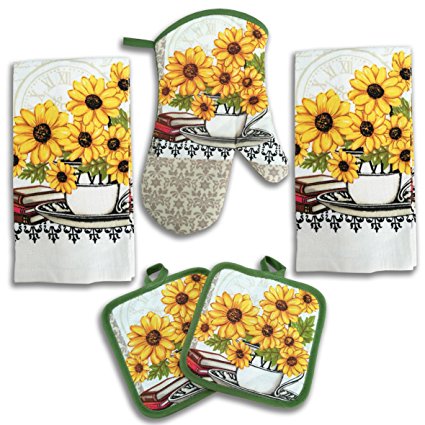 Sunflower Kitchen Decor 5 Piece Linen Set