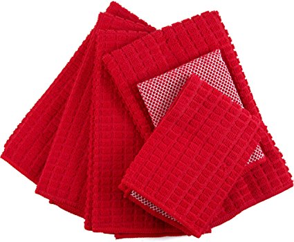 Red Microfiber 6 Piece Kitchen Towel Set