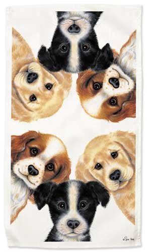 Peeping Puppies TeaTowel