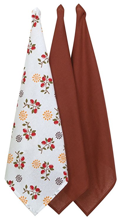 Kay Dee Designs Bountiful Harvest 3-Piece Flour Sack Towels, Cranberry Harvest, H5149