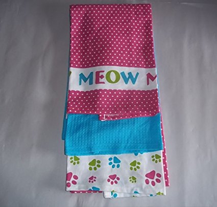 Meow Kitchen Towels 3 Pack Cat Paws