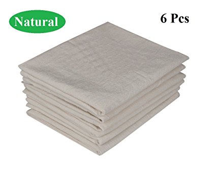 Texmax Home Fashions Premium Cotton flour sack towels - Natural Organic. Embossed effect on towels for High water absorbency. Easy wash and quick dry. (Pack of 6)