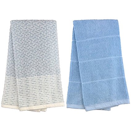 Set of 2, 100% Ringspun Cotton Premium Everyday Lourdes Terry Kitchen Towels Size : 16