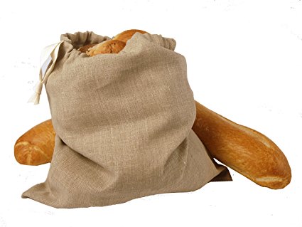 Simple Linen Bag, Natural Color, 100% Pure Linen Bread Bag, Made in USA of European Linen, Gift Bag, Reusable Food Storage, Kitchen or Household Storage Bag